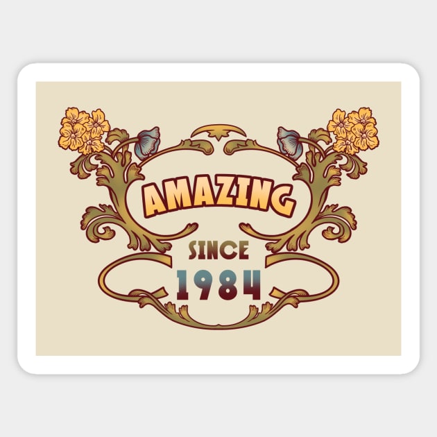 AMAZING SINCE 1984 art nouveau vintage retro 80s Sticker by leepianti